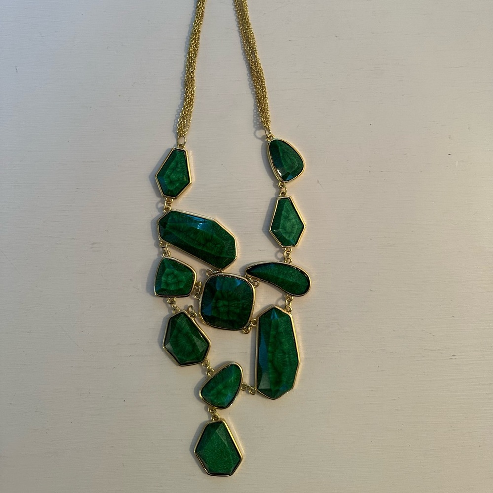 Stunning Green and Gold Statement Necklace